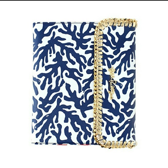 LILLY PULITZER IPAD CASE GOLD CHAIN NAVY TREASURE - Picture 5 of 6